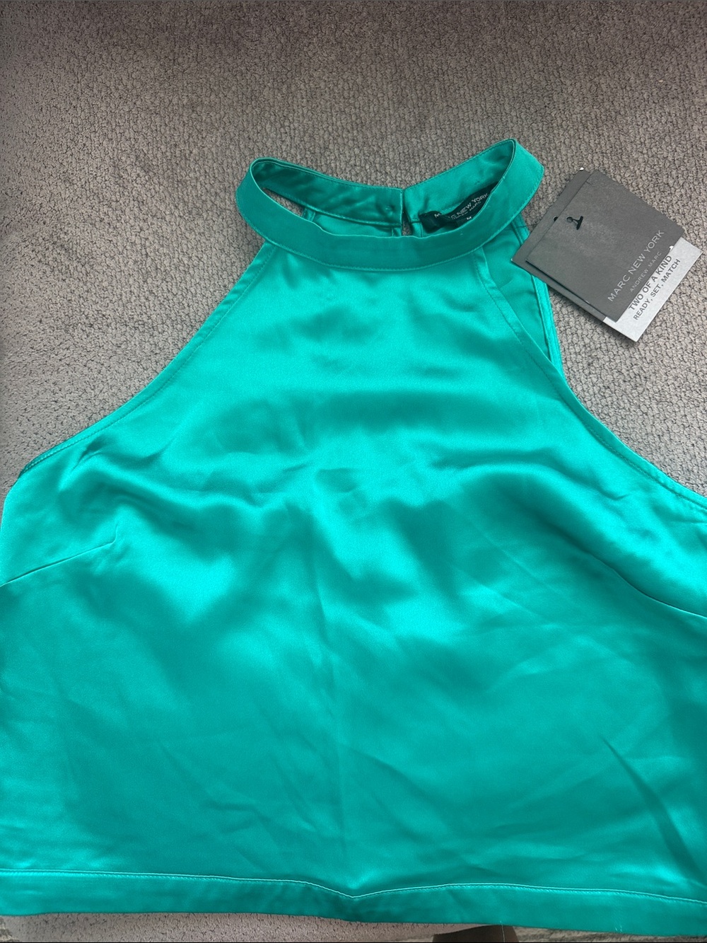 Emerald Halter Neck Satin Crop Top